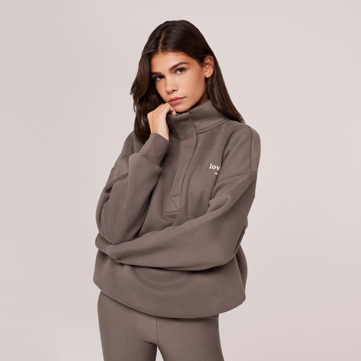 Heavyweight 1/4 Zip Sweatshirt - Mocha