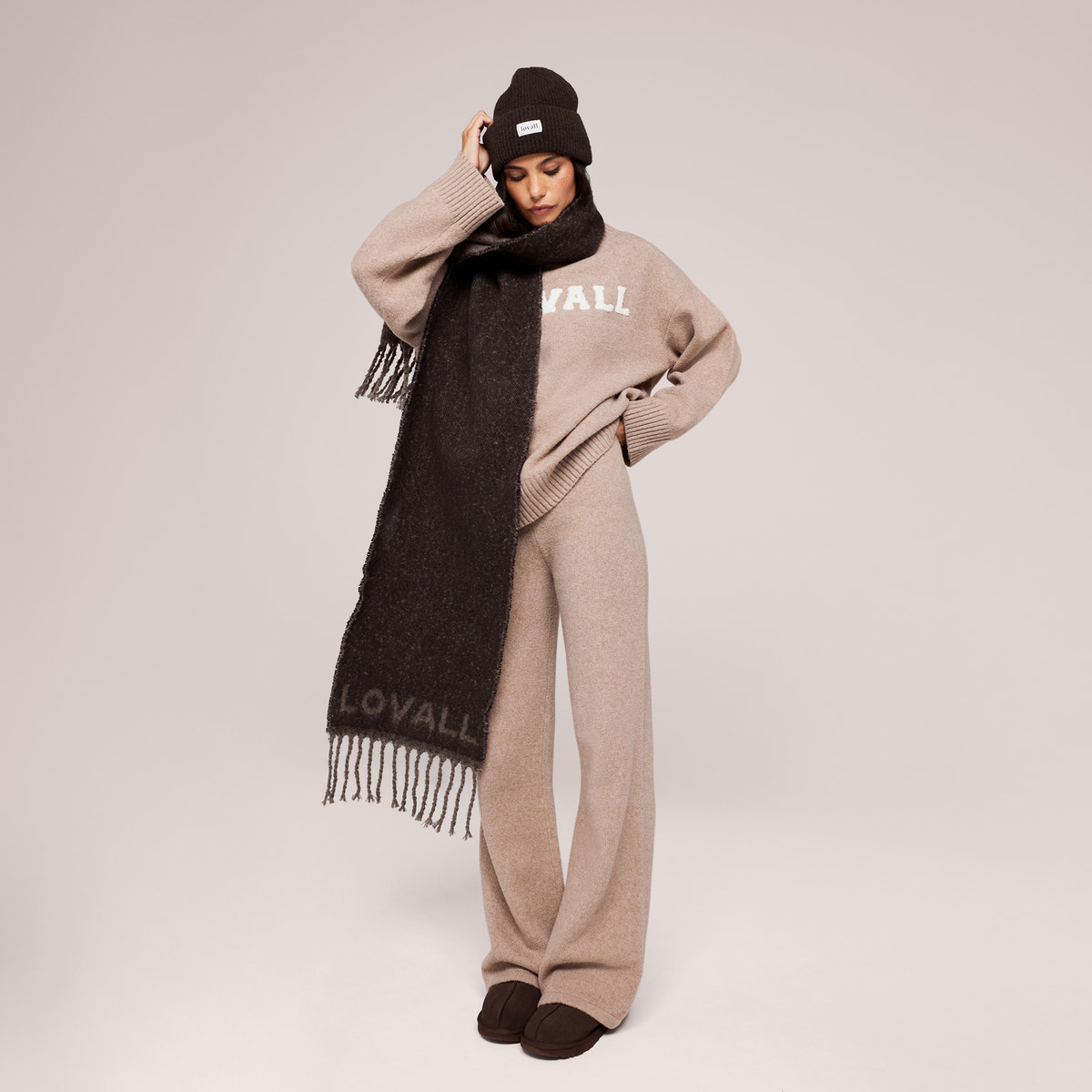 Varsity Knit Oversized Jumper - Biscuit