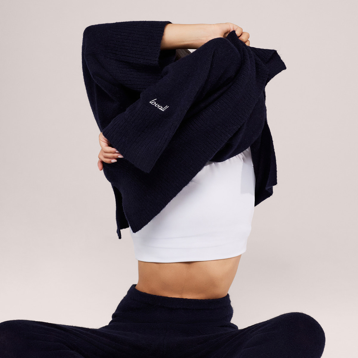 Brushed Knit Split Hem Oversized Jumper - Navy