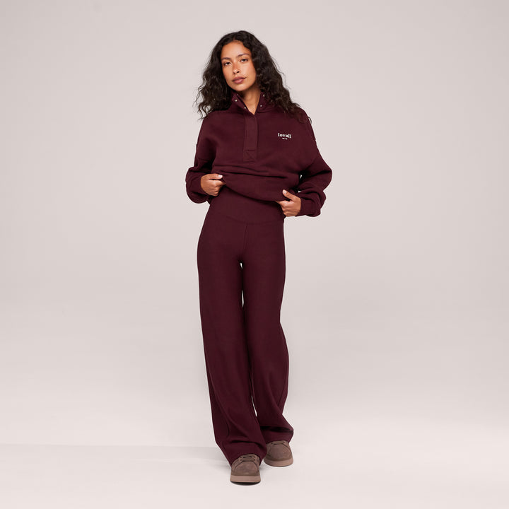 Winter Wide Leg Trousers - Burgundy