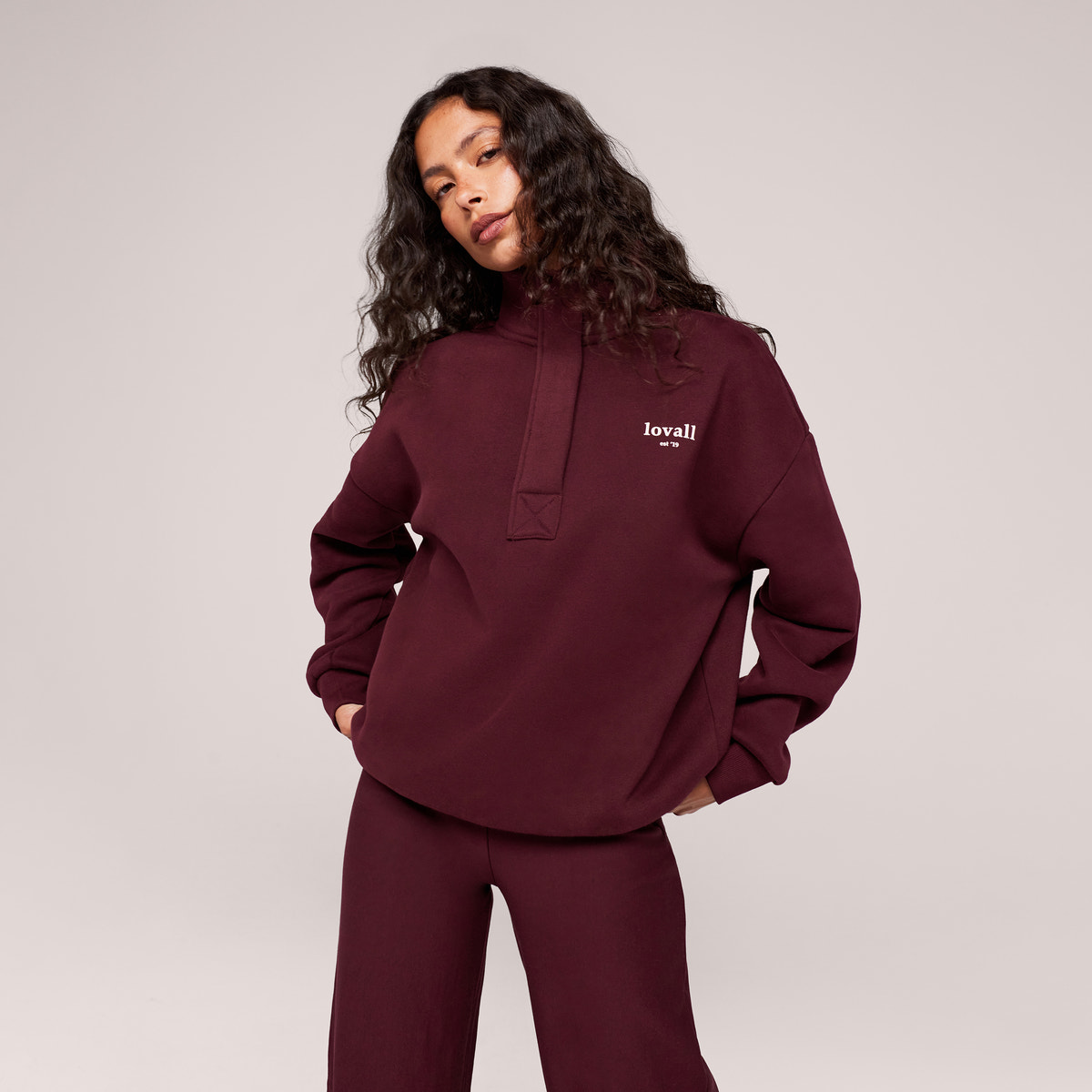 Heavyweight 1/4 Zip Sweatshirt - Burgundy