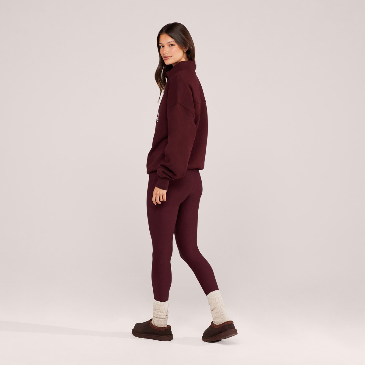 Loopback Varsity 1/4 Zip Sweatshirt - Burgundy