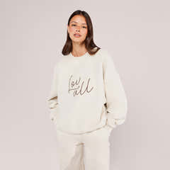 Heavyweight Oversized Sweatshirt Script - Ecru