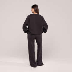Organic Wide Leg Jogger - Black Coffee