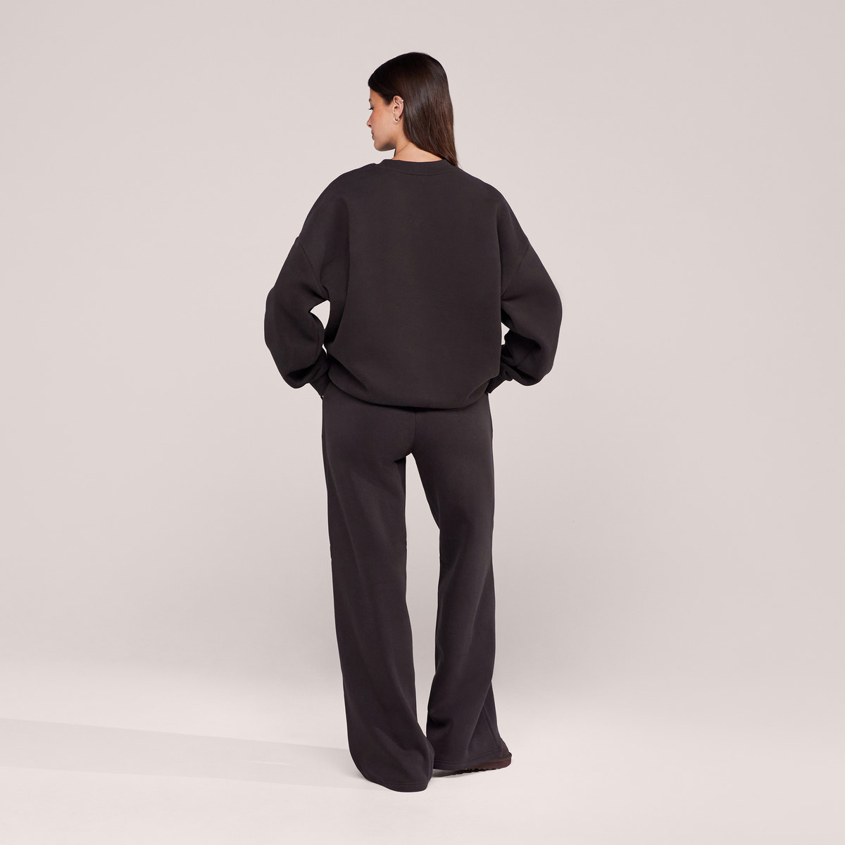 Organic Wide Leg Jogger - Black Coffee
