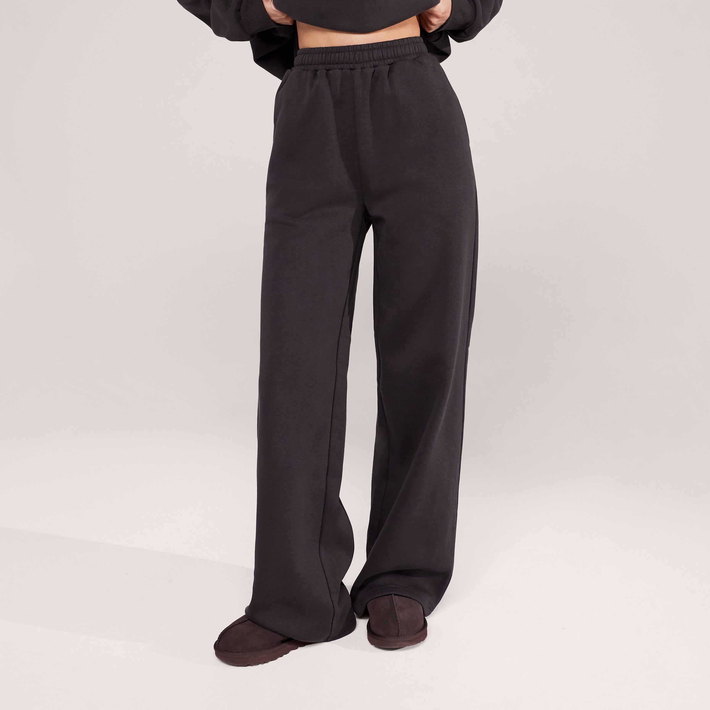 Organic Wide Leg Jogger - Black Coffee