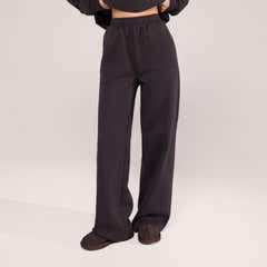 Organic Wide Leg Jogger - Black Coffee