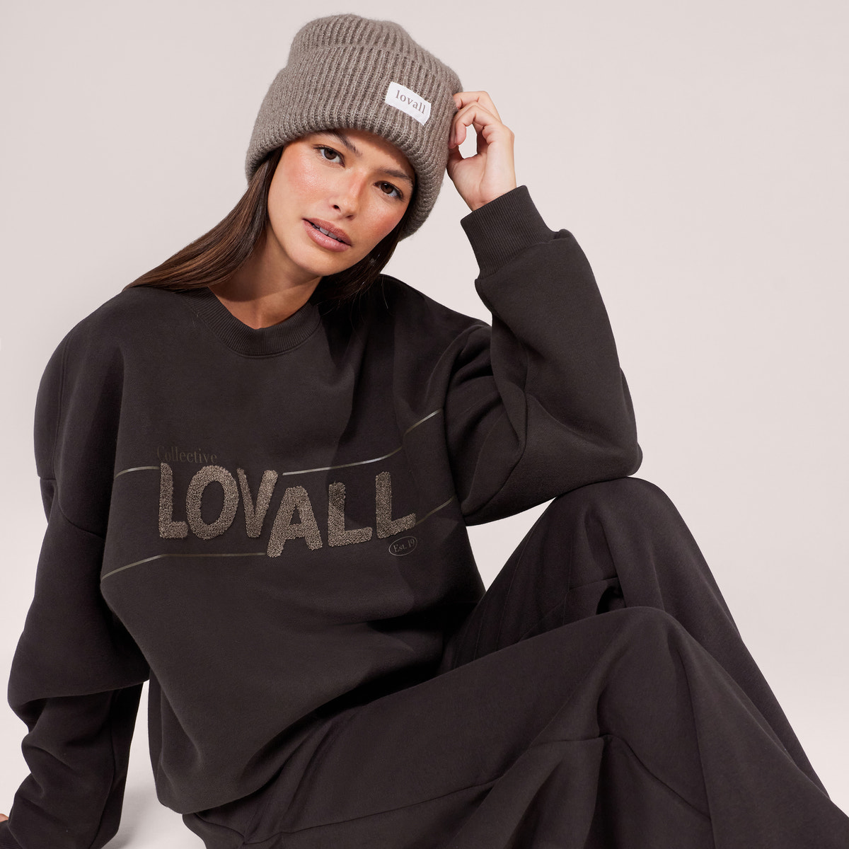 Organic Wide Leg Jogger - Black Coffee