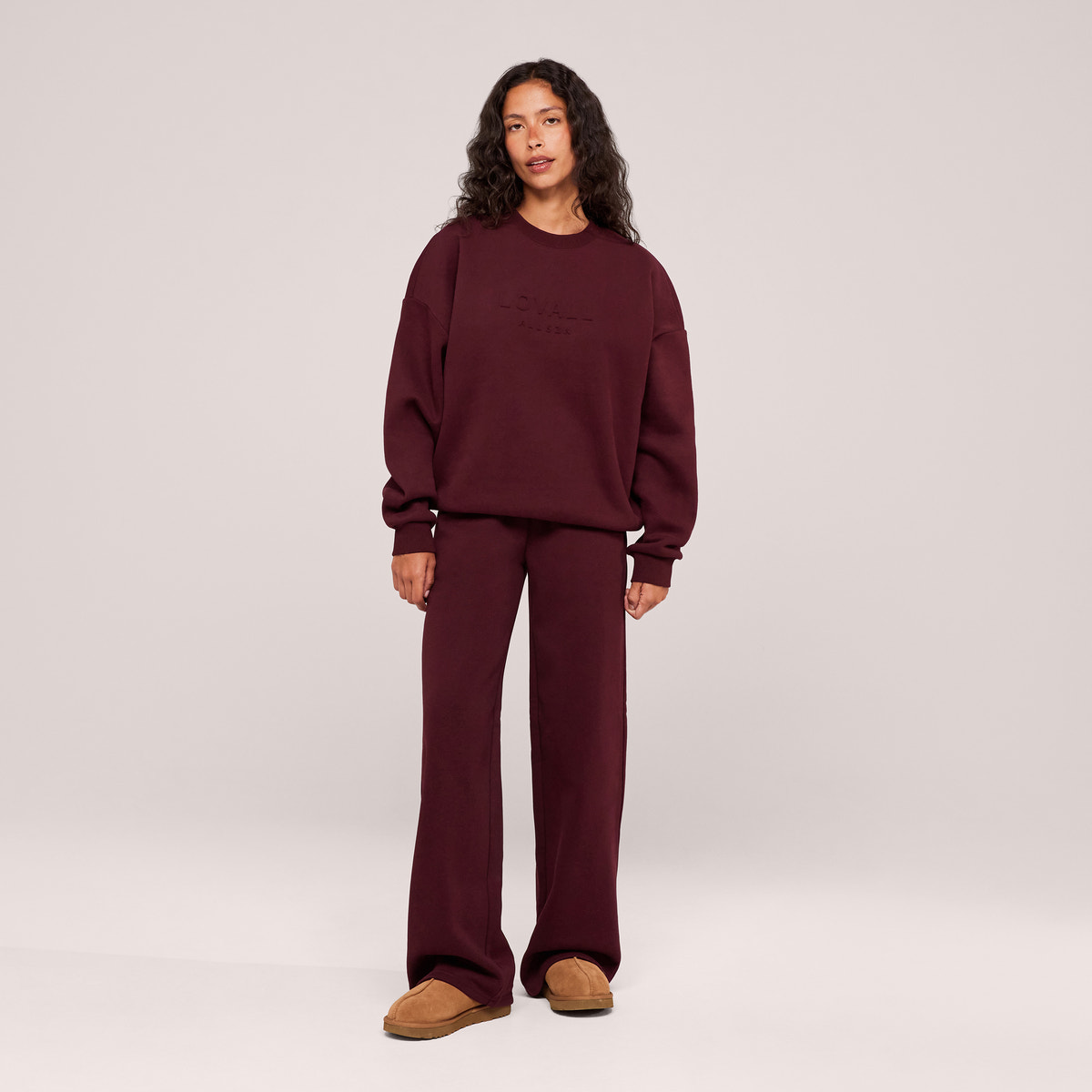 Heavyweight Oversized Sweatshirt Embossed - Burgundy