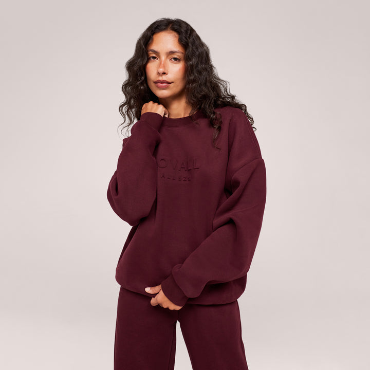 Heavyweight Oversized Sweatshirt Embossed - Burgundy