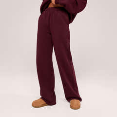 Organic Wide Leg Jogger - Burgundy
