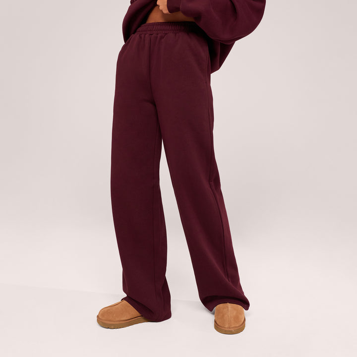 Organic Wide Leg Jogger - Burgundy