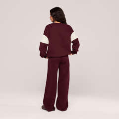 Heavyweight Oversized Sweatshirt Colour Block - Burgundy