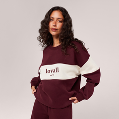 Heavyweight Oversized Sweatshirt Colour Block - Burgundy