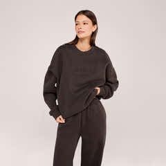 Heavyweight Oversized Sweatshirt Embossed - Black Coffee