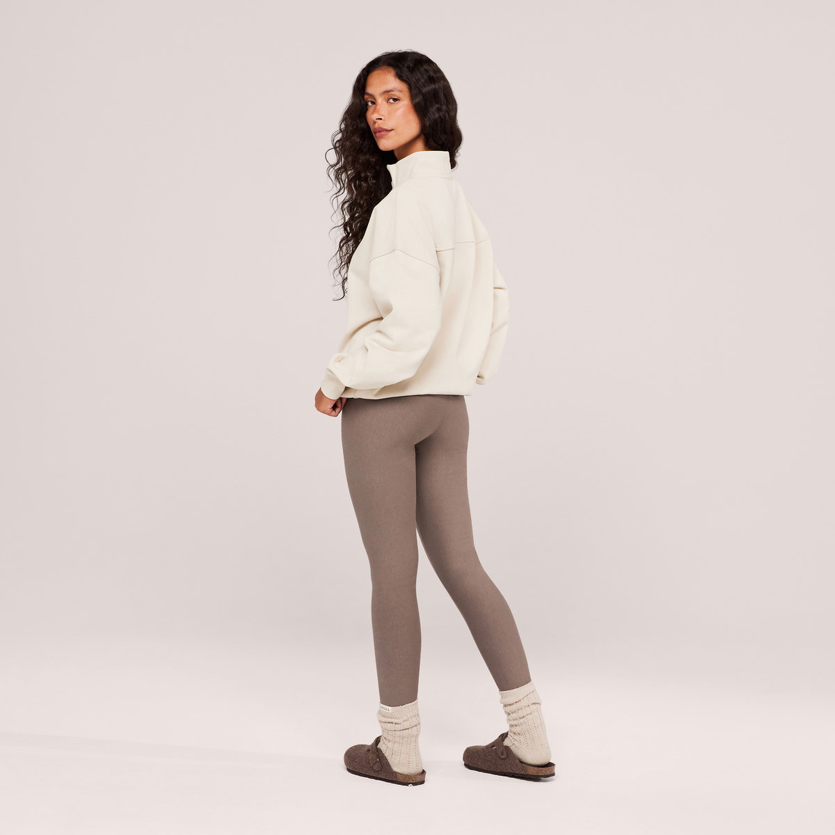 Loopback 1/4 Zip Sweatshirt - Ecru