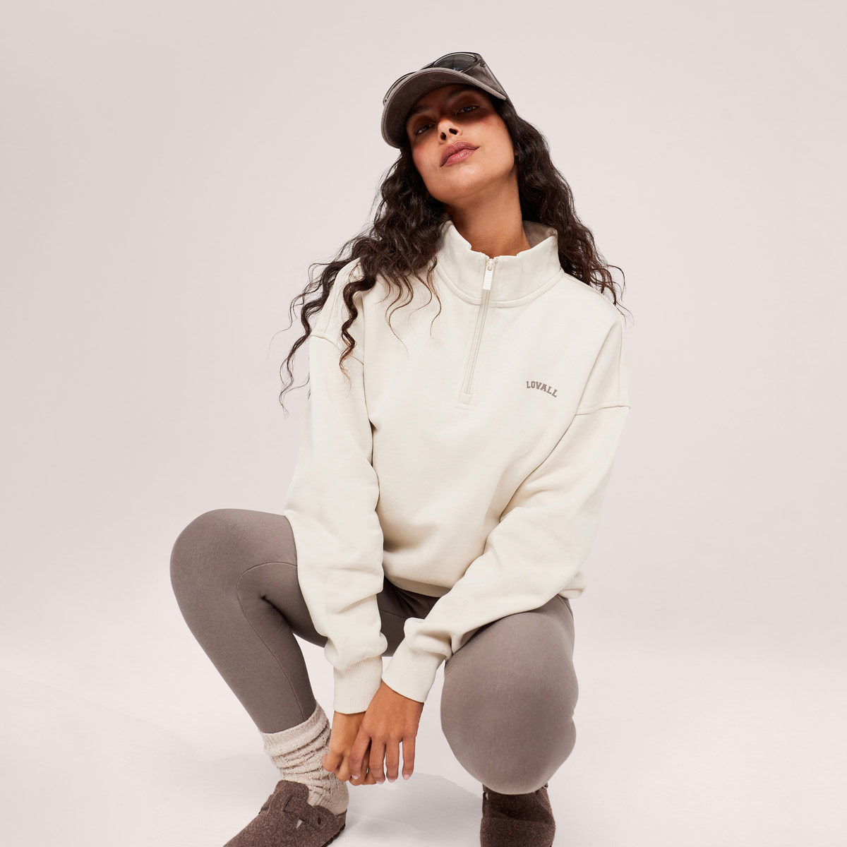 Loopback 1/4 Zip Sweatshirt - Ecru