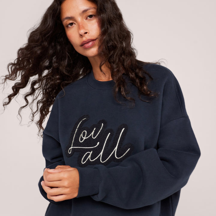 Heavyweight Oversized Sweatshirt Script - Vintage Navy
