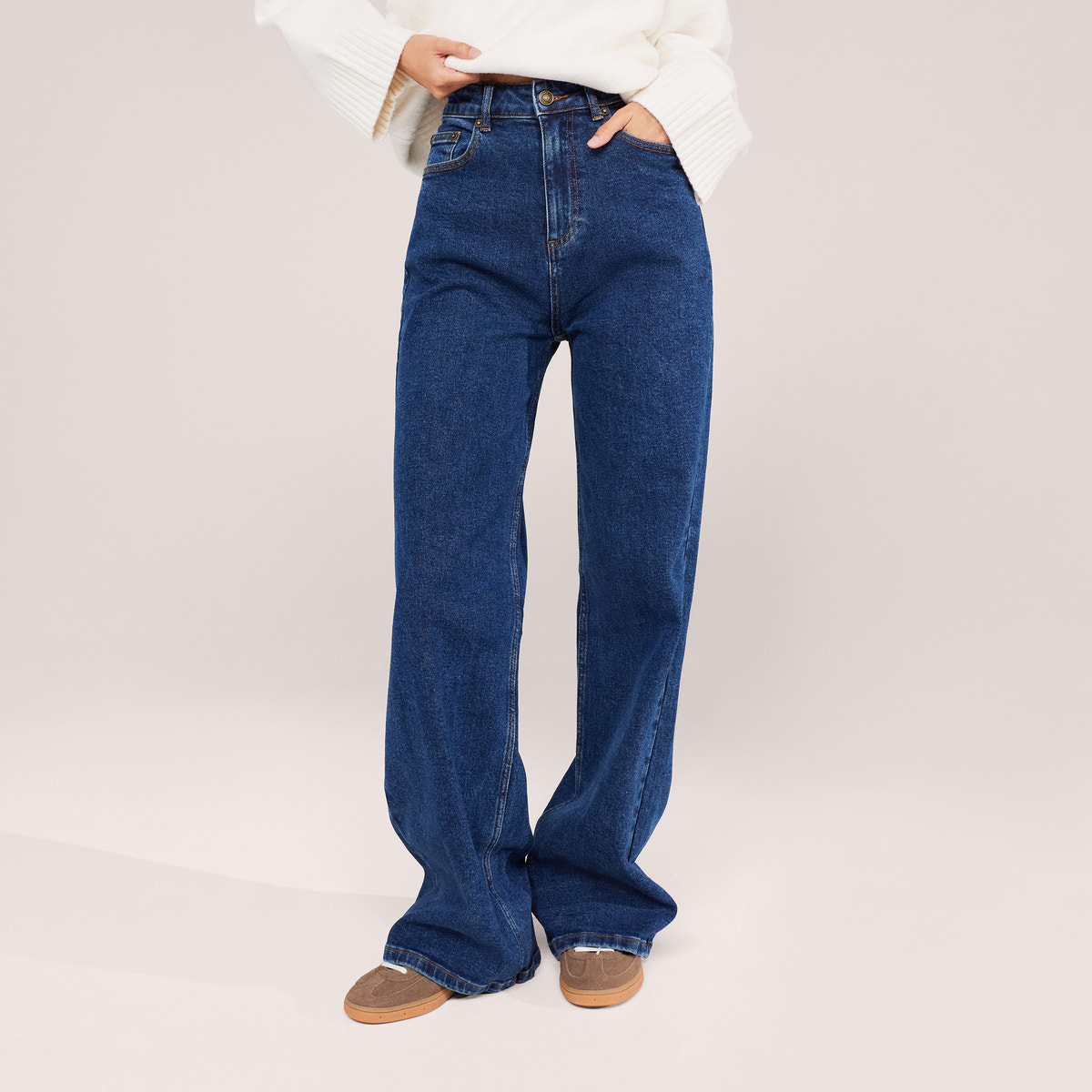 Wide Leg Jeans - Dark Blue