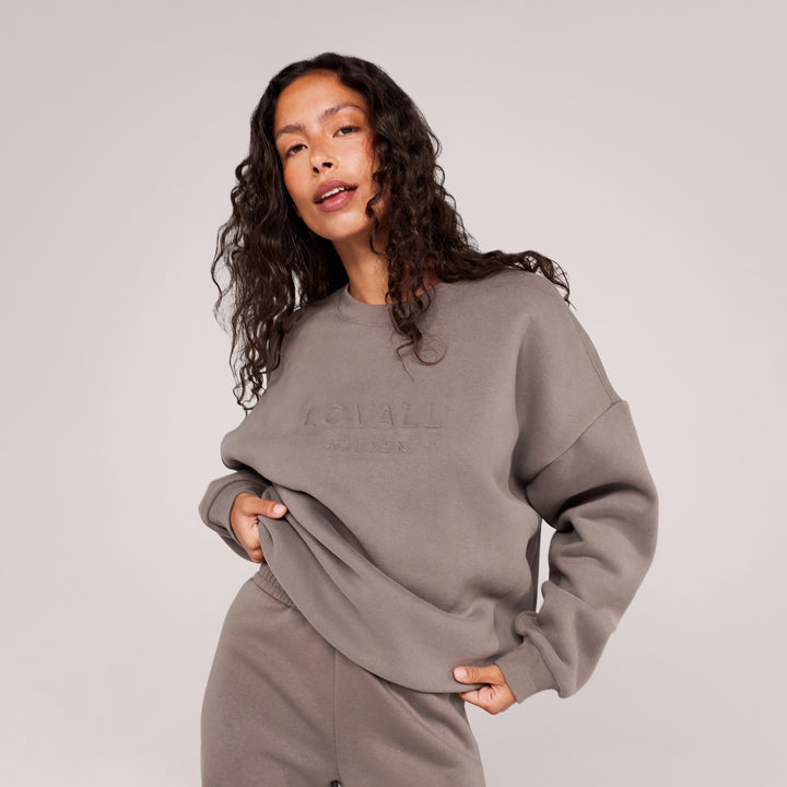 Heavyweight Oversized Sweatshirt Embossed - Mocha