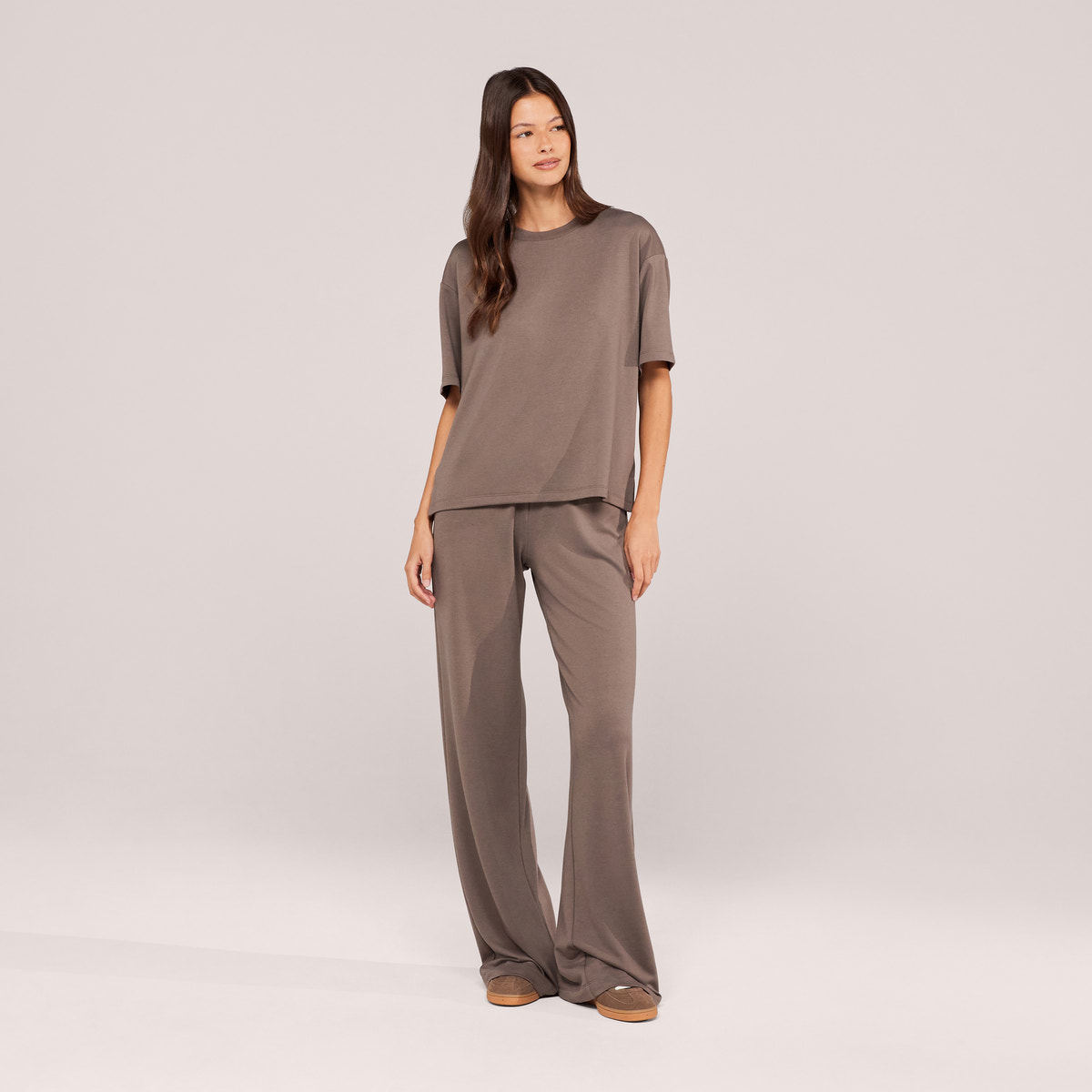 Soft Touch Wide Leg Lounge Set - Mocha