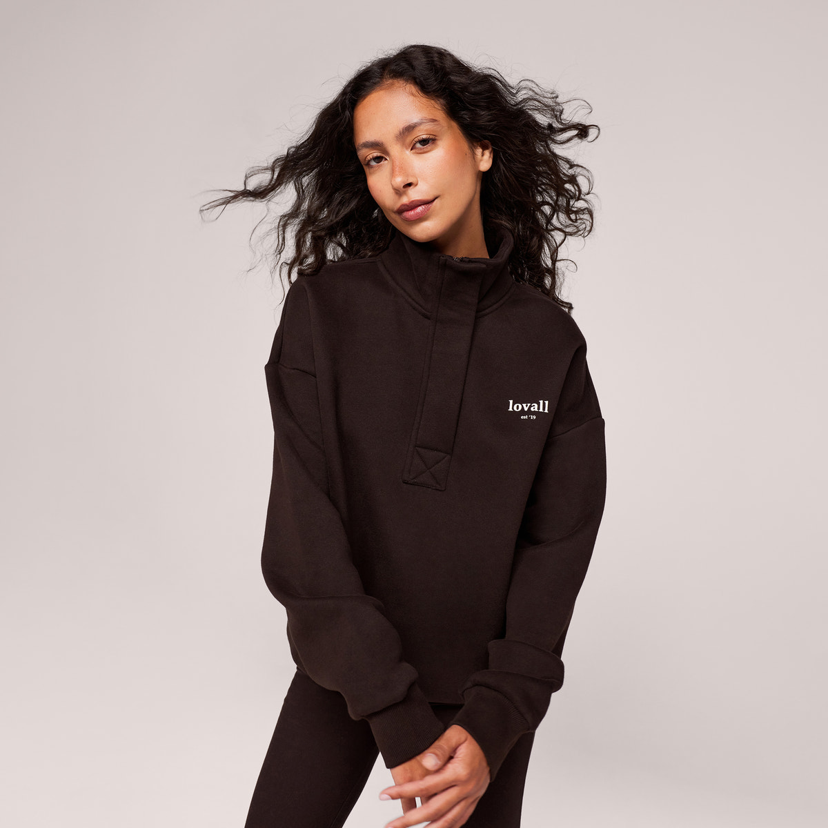 Heavyweight 1/4 Zip Sweatshirt - Espresso Brown