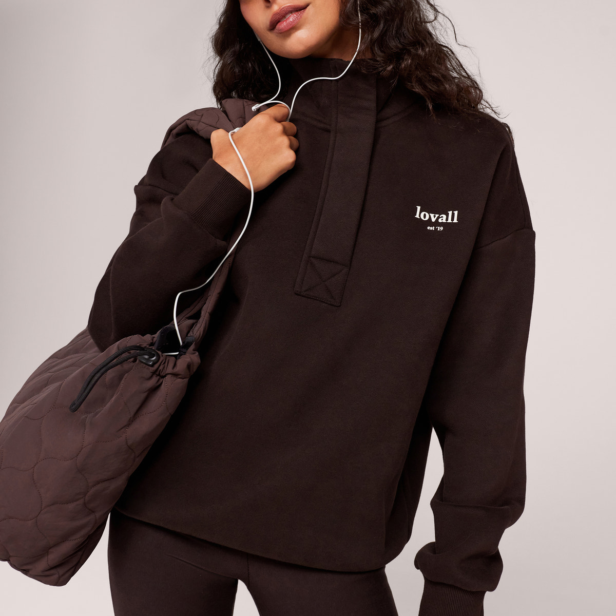 Heavyweight 1/4 Zip Sweatshirt - Espresso Brown
