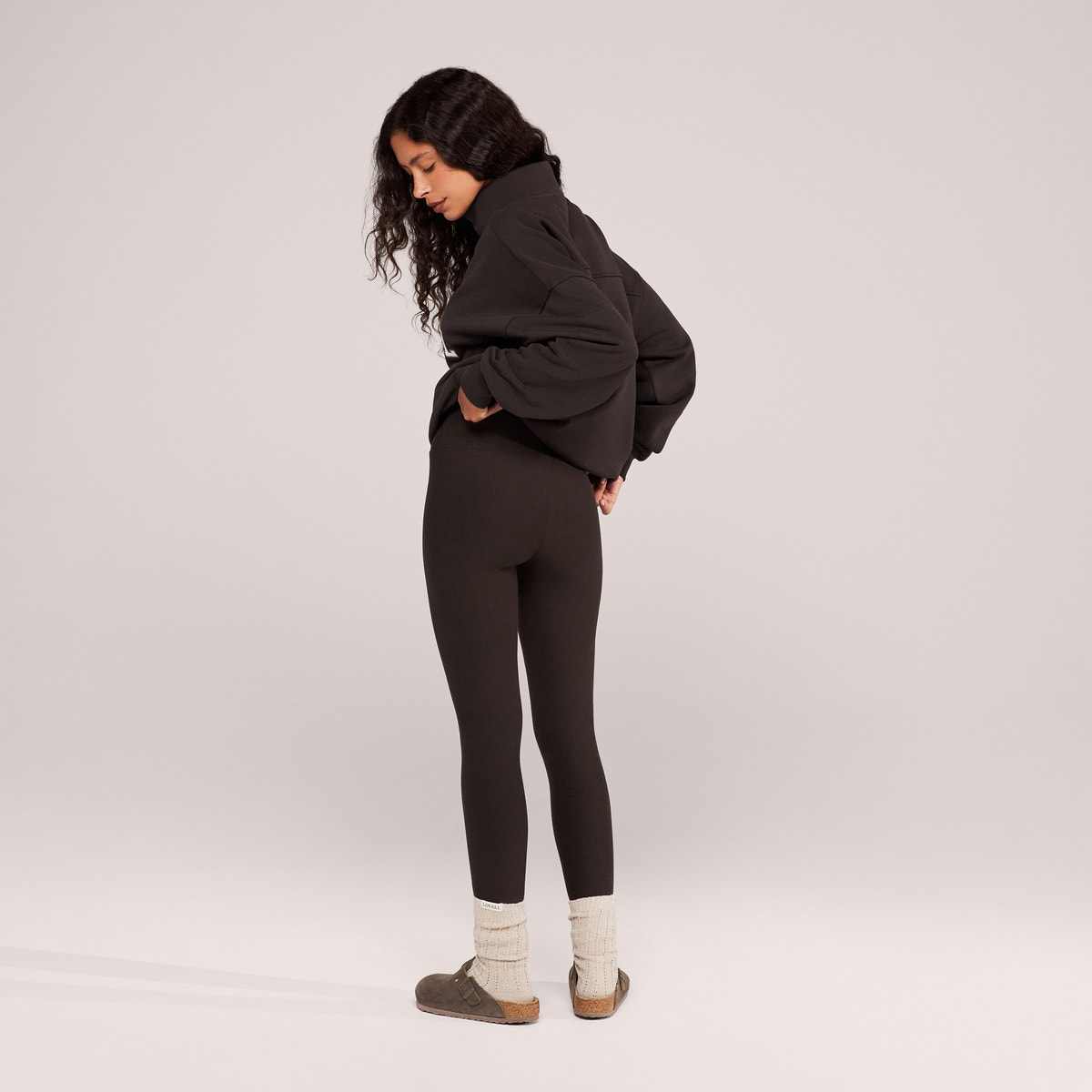Loopback Varsity 1/4 Zip Sweatshirt - Black Coffee
