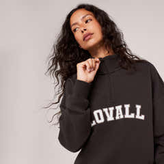 Loopback Varsity 1/4 Zip Sweatshirt - Black Coffee
