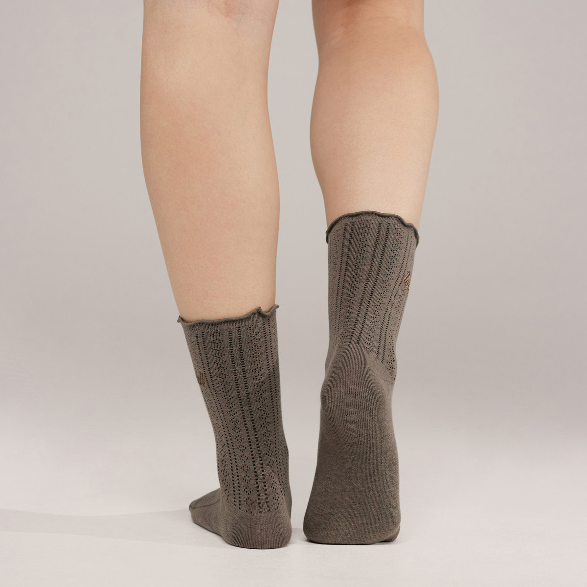 Pointelle Socks 2 Pack - Espresso/Mocha