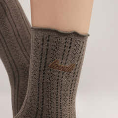 Pointelle Socks 2 Pack - Espresso/Mocha