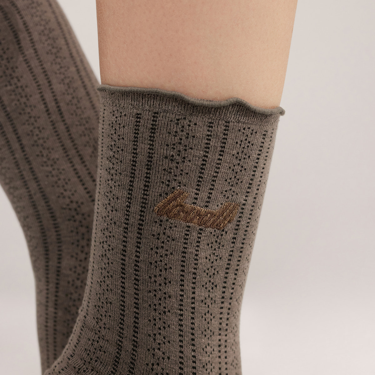 Pointelle Socks 2 Pack - Espresso/Mocha