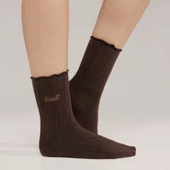 Pointelle Socks 2 Pack - Espresso/Mocha