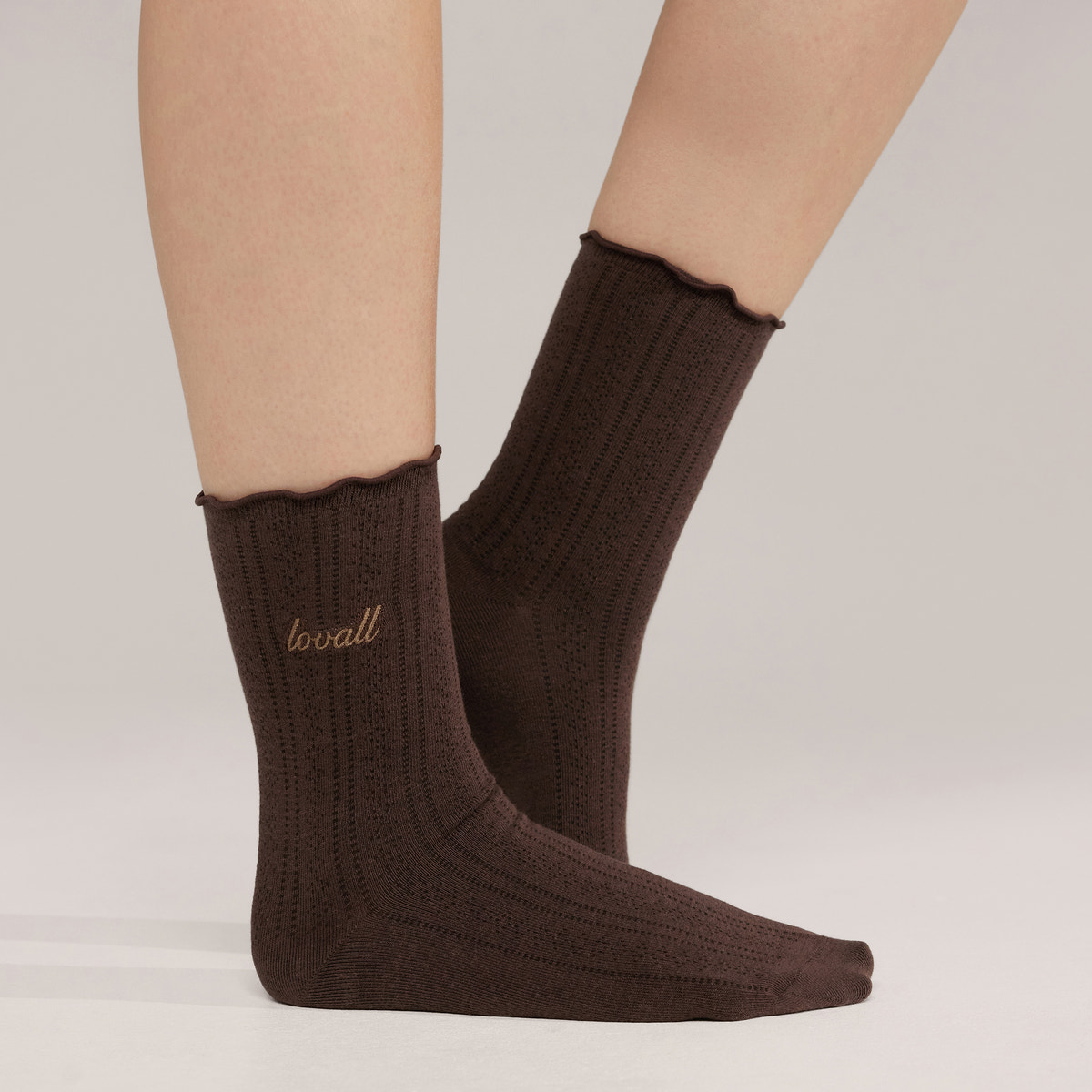 Pointelle Socks 2 Pack - Espresso/Mocha