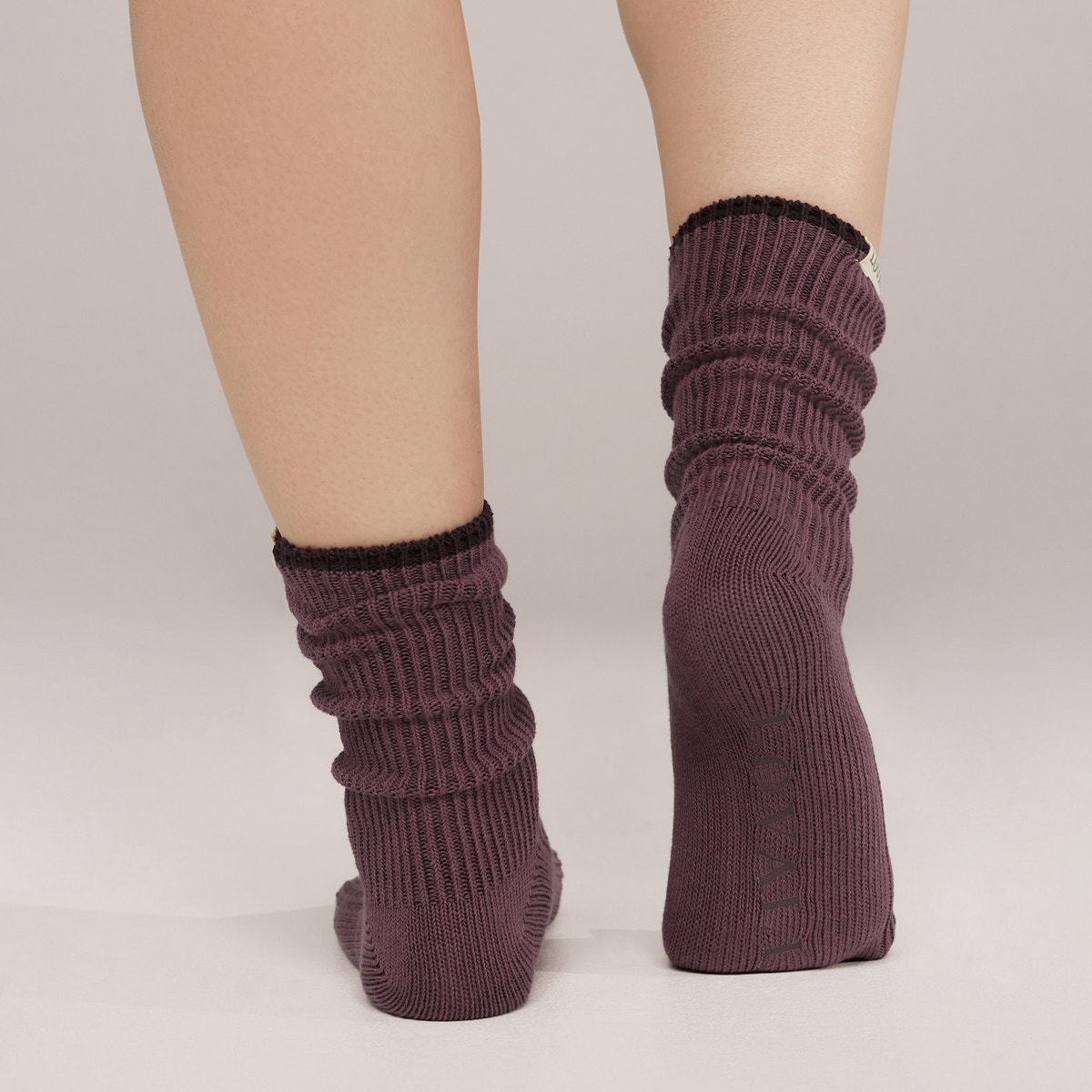 Knitted Rib Socks 2 Pack - Wine/Mauve