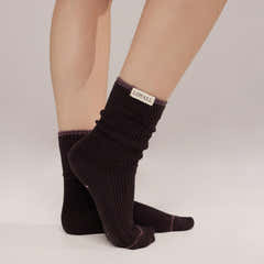 Knitted Rib Socks 2 Pack - Wine/Mauve