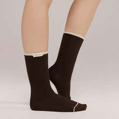 Knitted Rib Socks 2 Pack - Black Coffee/Beige