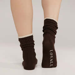 Knitted Rib Socks 2 Pack - Black Coffee/Beige