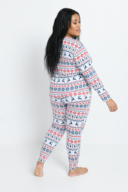 Soft Touch Pyjama Set - White Christmas Print