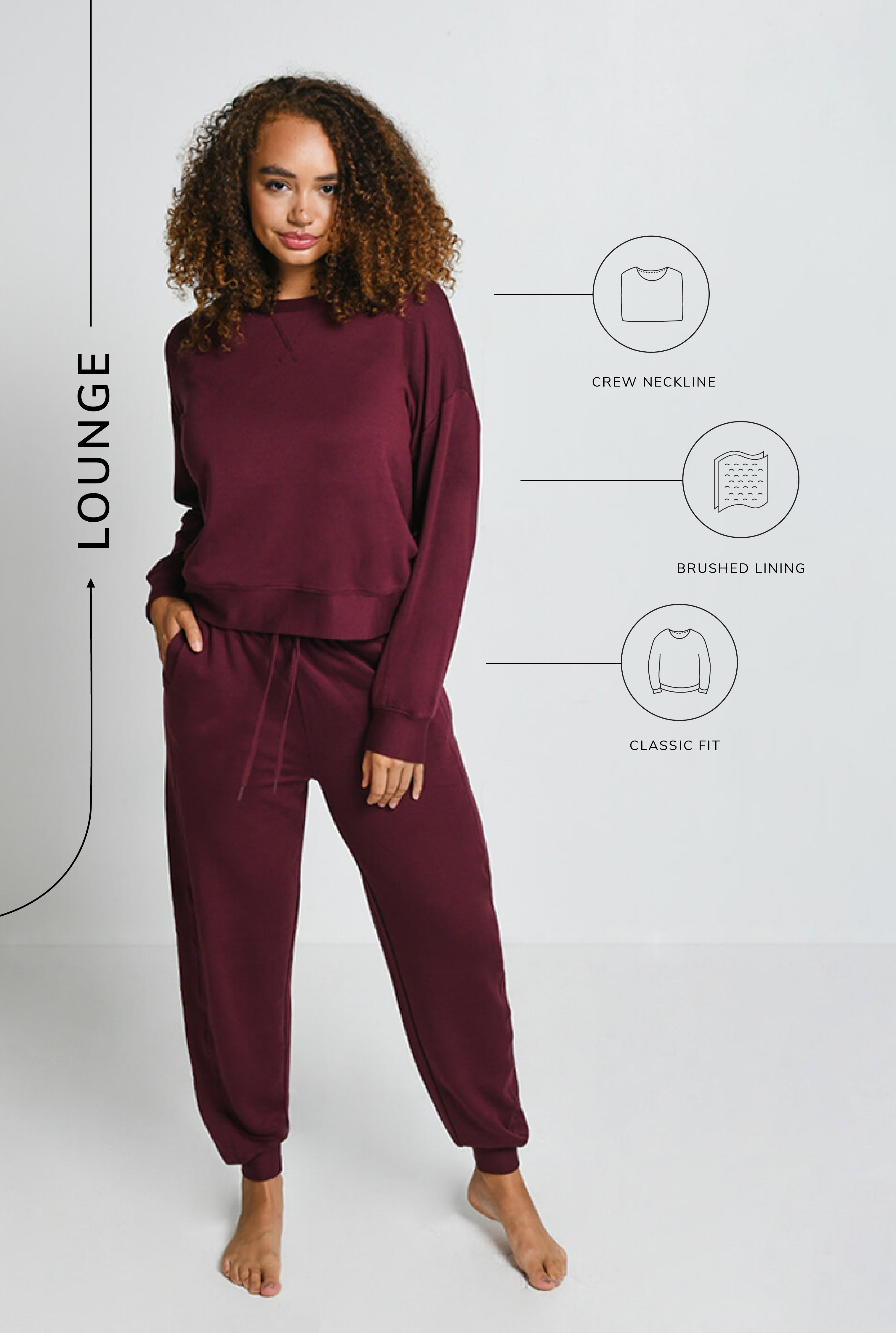 Dark Cherry Luxe Lounge Sweatshirt LOVALL