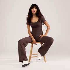 Lightweight Wide Leg Trousers - Espresso Brown