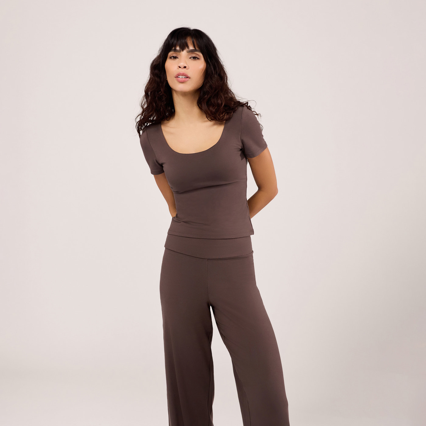 Lightweight Short Sleeve Top - Espresso Brown