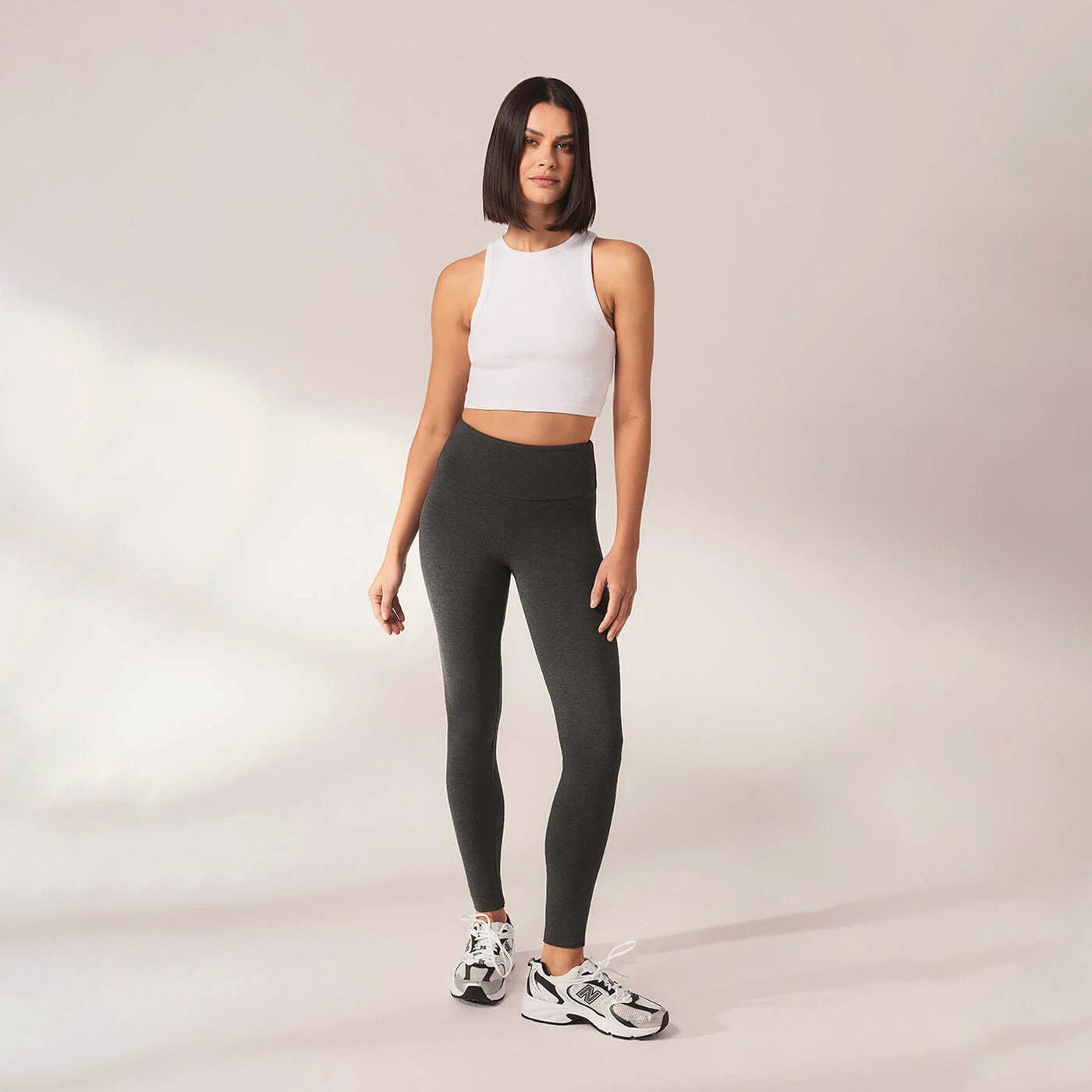 Lightweight Everyday High Waisted Leggings - Dark Grey Marl