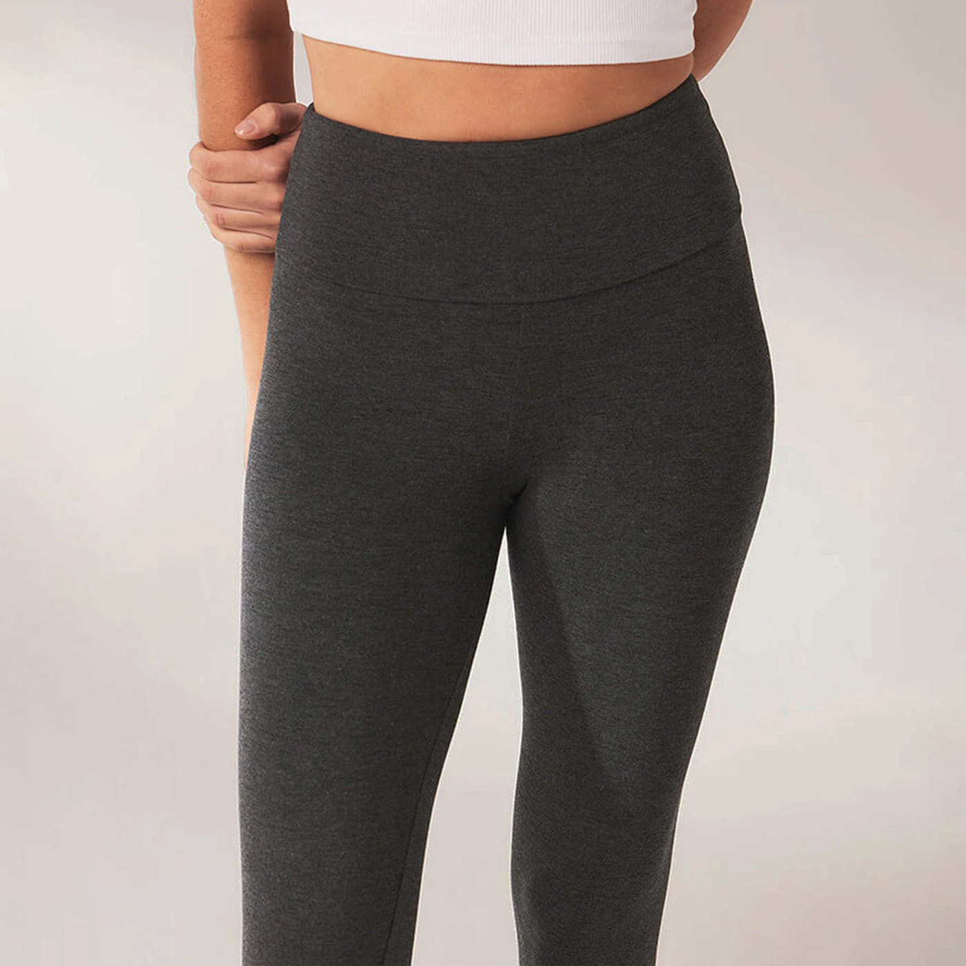 Lightweight Everyday High Waisted Leggings - Dark Grey Marl