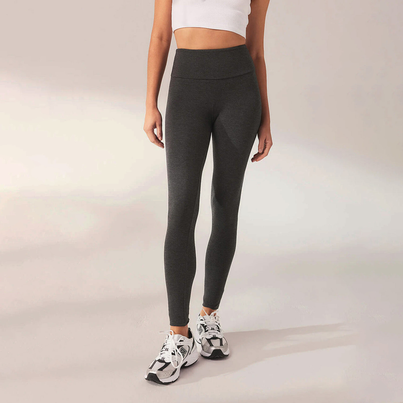 Lightweight Everyday High Waisted Leggings - Dark Grey Marl