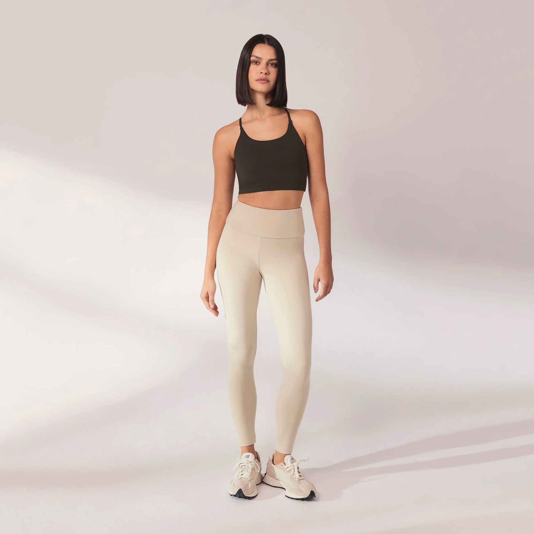 Lightweight Everyday High Waisted Leggings - Natural Beige