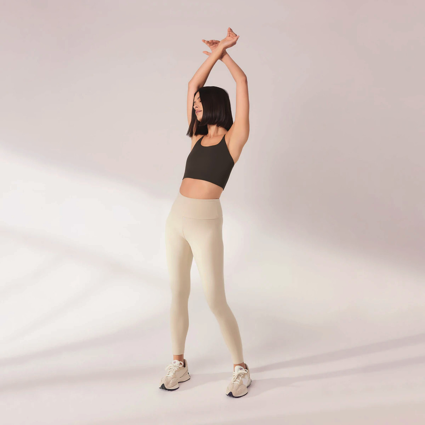 Lightweight Everyday High Waisted Leggings - Natural Beige
