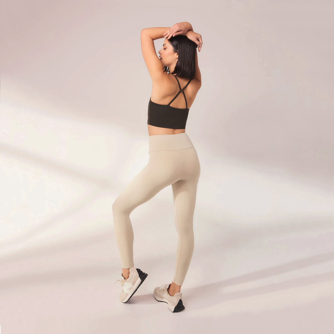 Lightweight Everyday High Waisted Leggings - Natural Beige