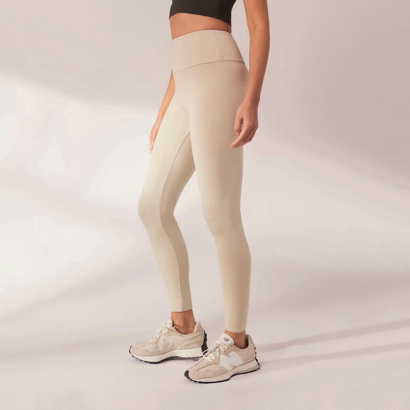 Lightweight Everyday High Waisted Leggings - Natural Beige