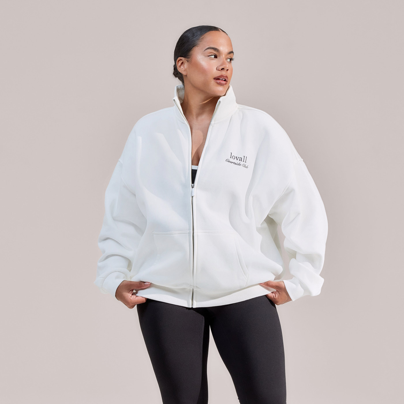 Curve Organic Funnel Neck Zip Through - Off White